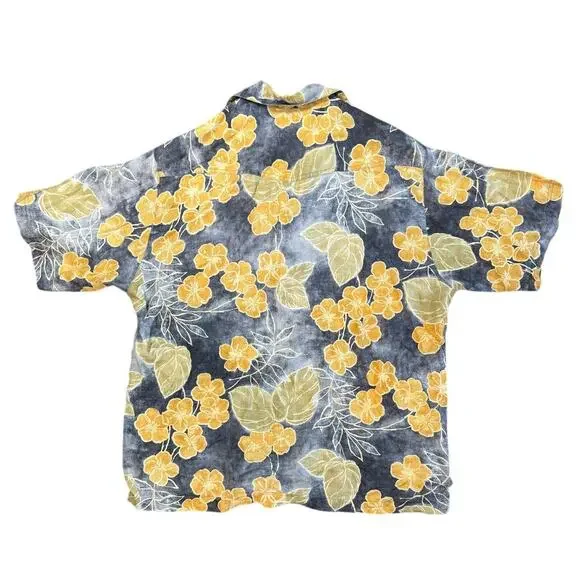 Tommy Bahama Yellow and Gray Floral Shirt - Picture 2 of 4